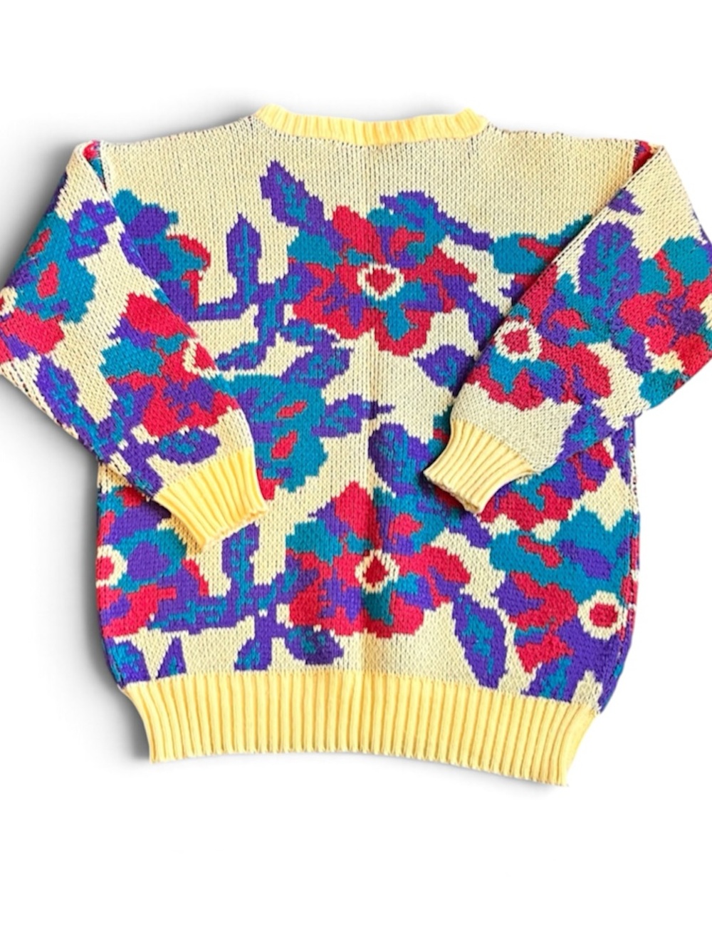 Vtg Avon Fashion Women's Floral Yellow Sweater Sz. Medium